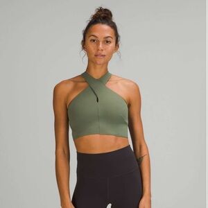 lululemon Nulu Wrap-Front Longline Bra *Light Support, A/B Cup Green Twill